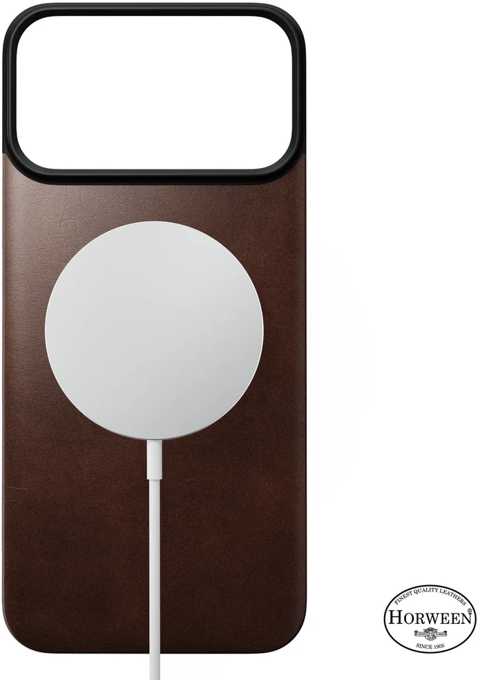 Dėklas Nomad Magnetinė odinė nugarėlė, sendintos rudos spalvos (Horween), MagSafe - iPhone 18 Pro Max/17 Pro Max