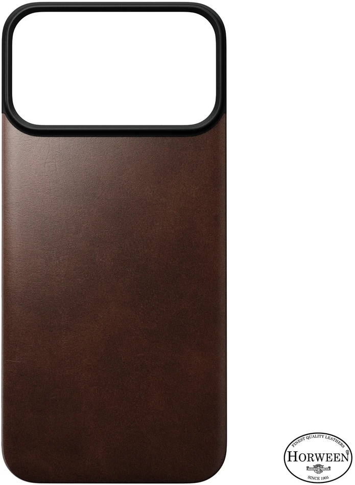 Dėklas Nomad Magnetinė odinė nugarėlė, sendintos rudos spalvos (Horween), MagSafe - iPhone 18 Pro Max/17 Pro Max