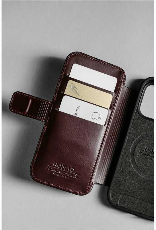 „Nomad Modern“ odinis dėklas, bordo spalvos („Horween“) – „iPhone 17 Pro Max“