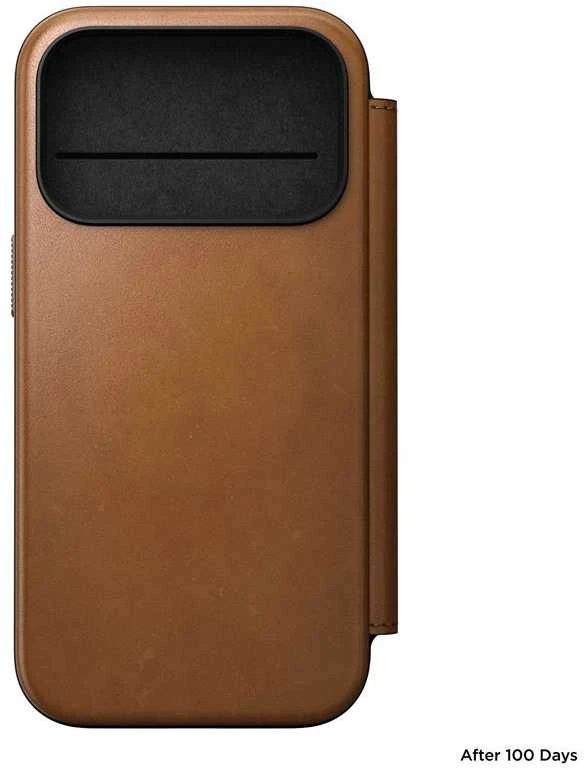 Dėklas Nomad Modern Leather Folio, english tan - iPhone 17 Pro