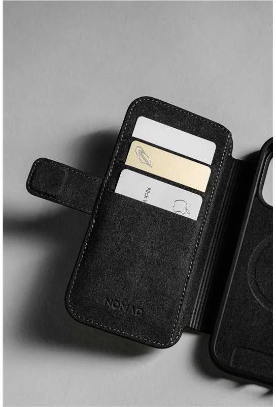 Dėklas Nomad Modern Leather Folio, juodas - iPhone 17 Pro
