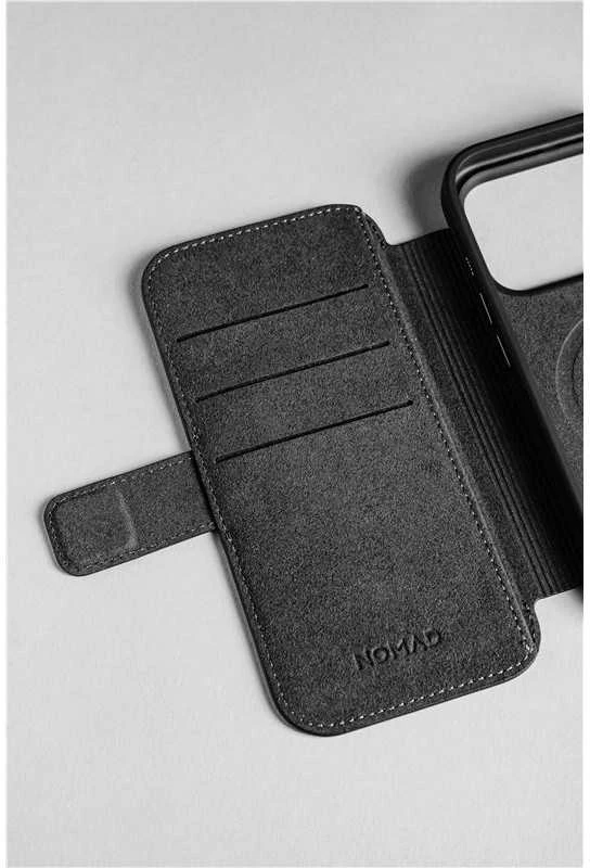 Dėklas Nomad Modern Leather Folio, juodas - iPhone 17 Pro