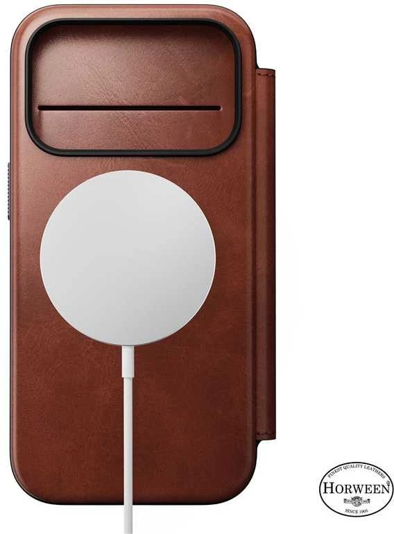 Dėklas Nomad Modern Leather Folio, olde dublin (Horween) - iPhone 17 Pro