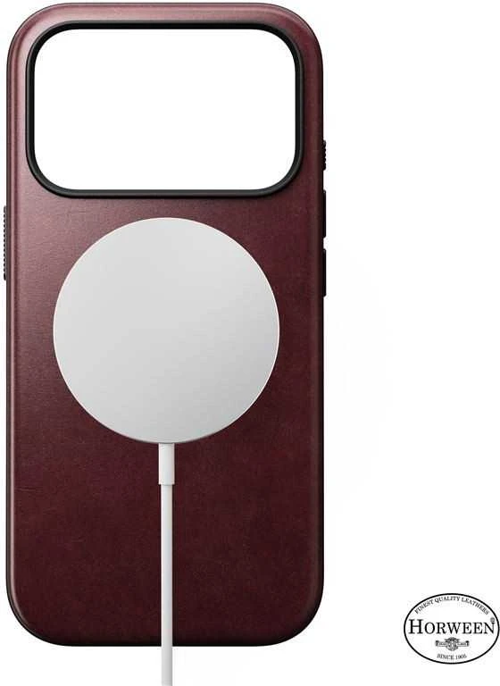 Dėklas Nomad Modern Odinis dėklas, burgundy (Horween) - iPhone 17 Pro