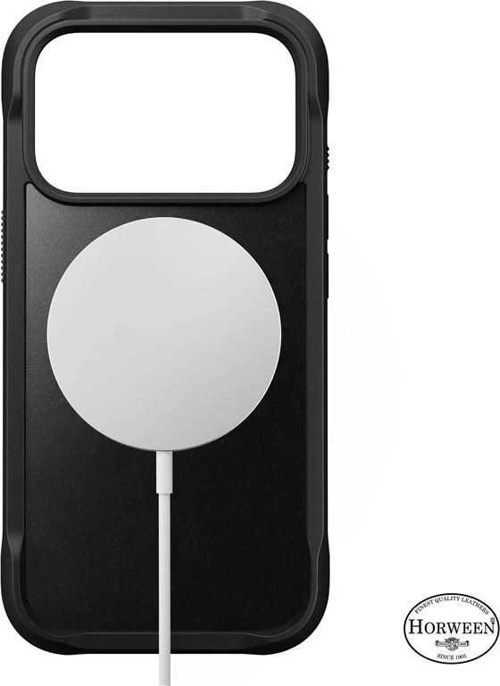 Dėklas Nomad Rugged Odinis dėklas, juodas (Horween) - iPhone 17 Pro