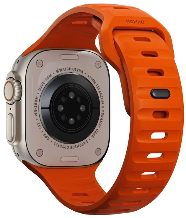 Apple Nomad Sport apyrankė M/L, oranžinės spalvos – Watch Ultra 2/1 (49mm) 9/8/7 (45mm)/6/SE/5/4 (44mm)/3/2/1 (42mm)