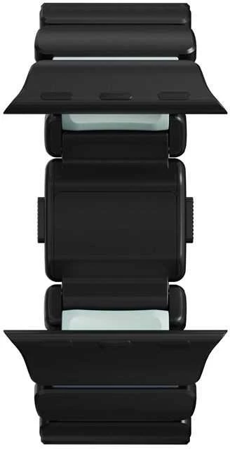 Nomad Stratos dirželis, juodo titano, švytinti ledinė mėlyna, FKM, Apple Watch 45/46/49 mm