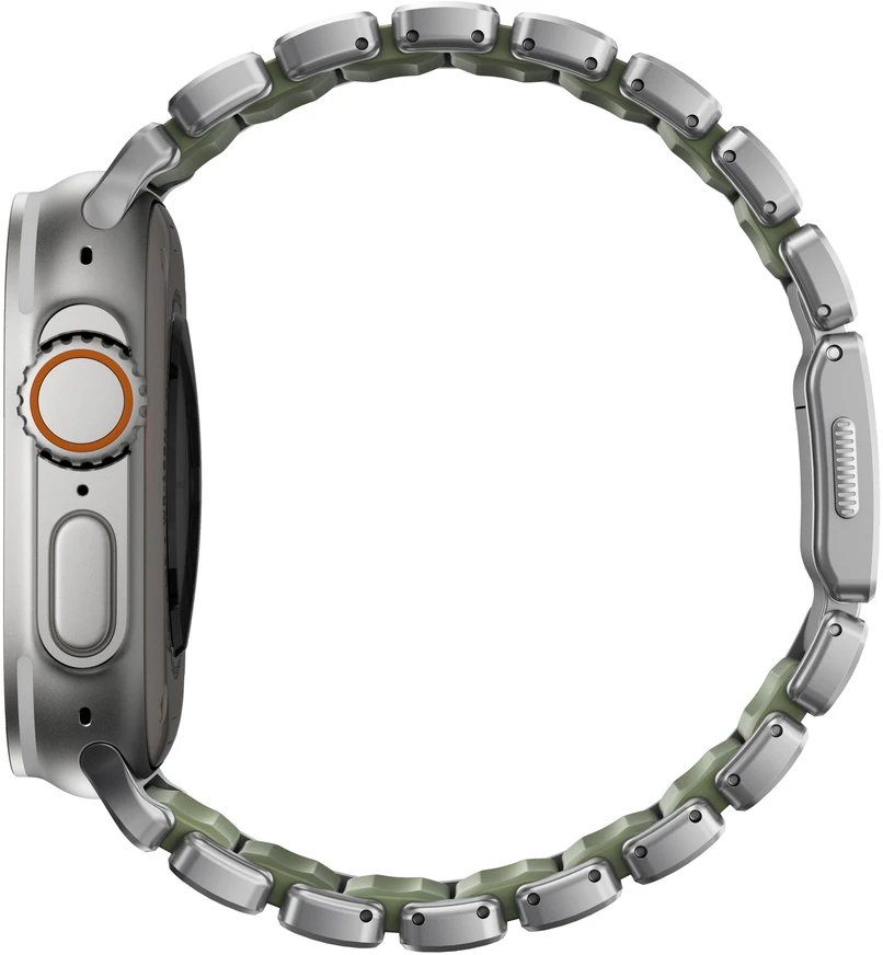 Nomad Stratos dirželis Natural Titanium miško žalios spalvos FKM AW 45/46/49mm