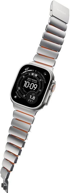 Nomad Stratos apyrankė Natural Titanium Ultra oranžinės spalvos FKM AW 45/46/49mm