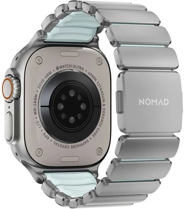 Nomad Stratos dirželis natūralus titanas ledinės mėlynos švytėjimas FKM AW 45/46/49mm