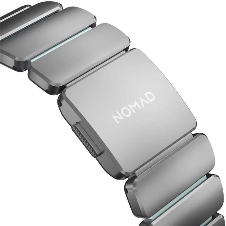 Nomad Stratos dirželis natūralus titanas ledinės mėlynos švytėjimas FKM AW 45/46/49mm
