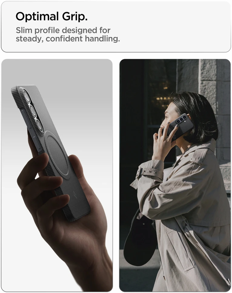 Dėklas Spigen AirSkin Aramid MAG MagSafe Samsung Galaxy S26 juodos spalvos