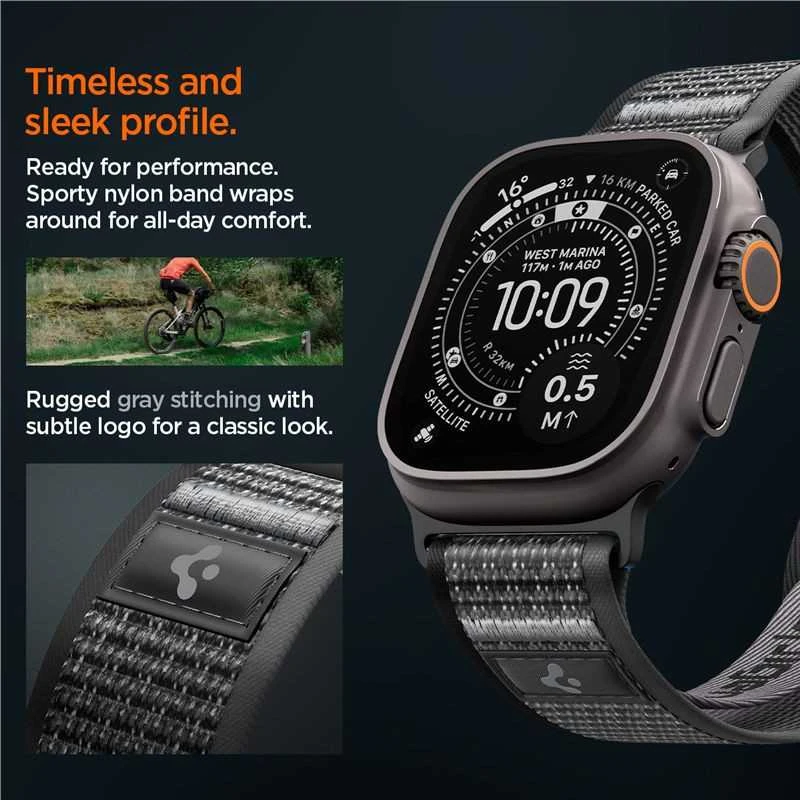 Spigen Athlex Air 2 aktyvus dirželis, juoda-pilka - Apple Watch 49 mm/46 mm/45 mm/44 mm