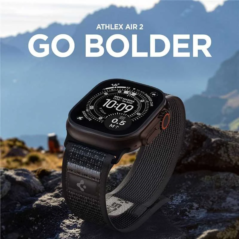 Spigen Athlex Air 2 aktyvus dirželis, juoda-pilka - Apple Watch 49 mm/46 mm/45 mm/44 mm