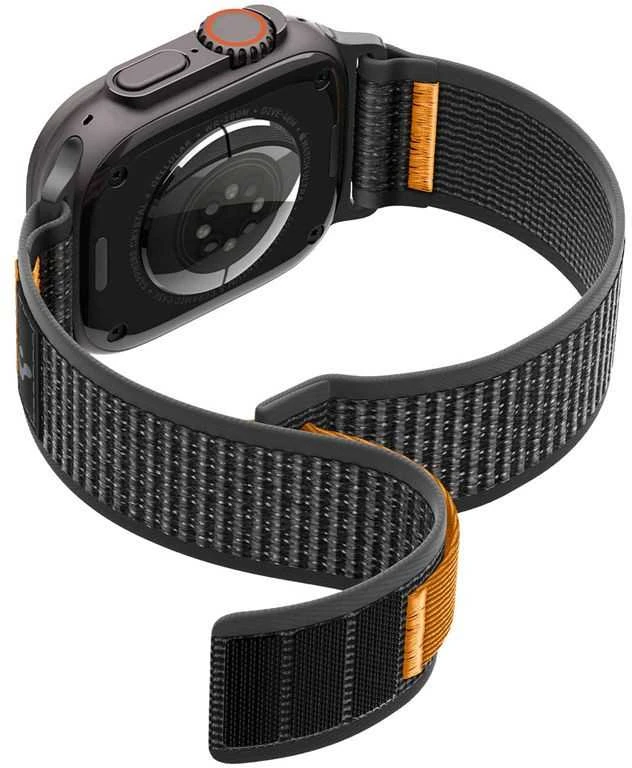 Spigen Athlex Air 2 aktyvus dirželis, juoda-oranžinė - Apple Watch 49mm/46mm/45mm/44mm