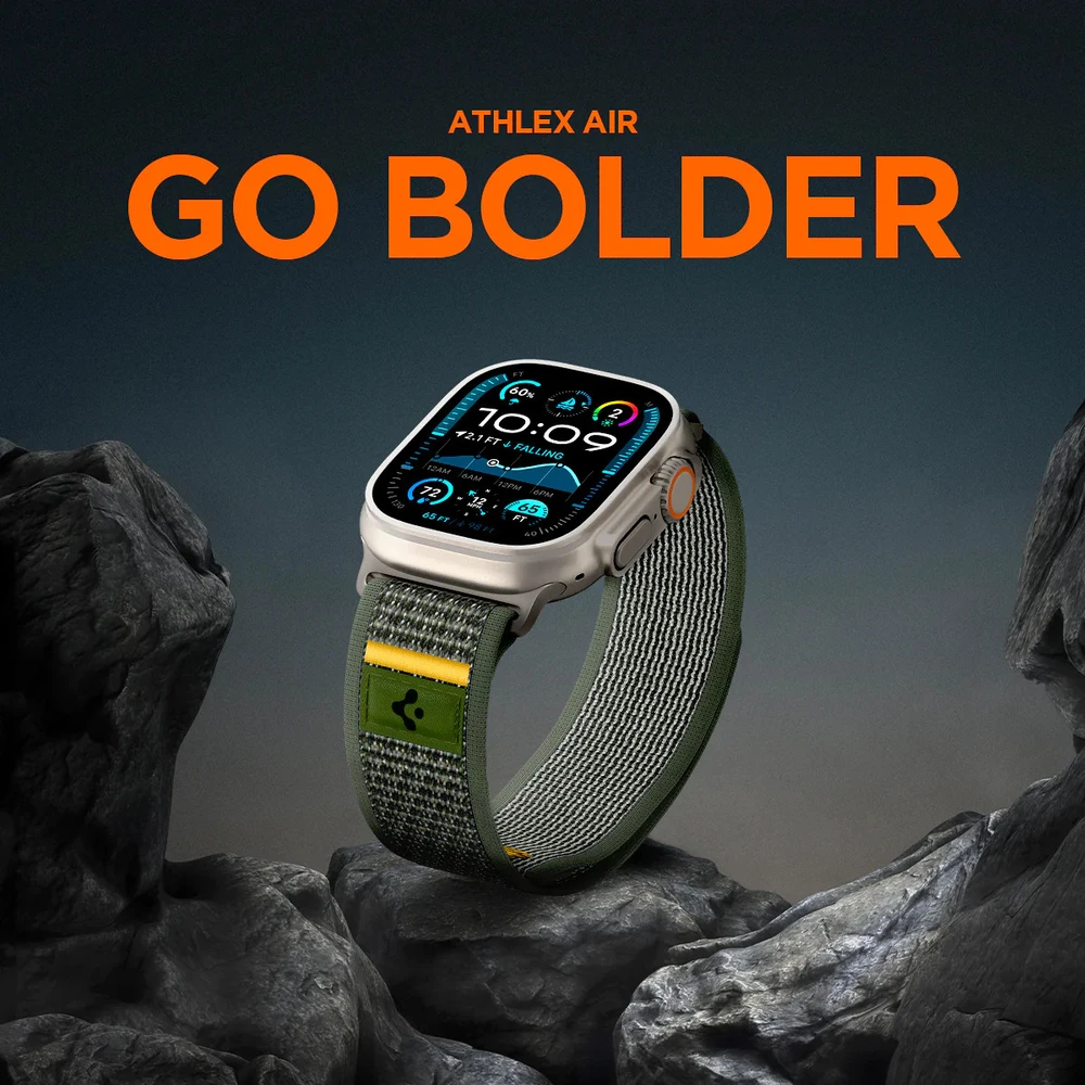 Žalia apyrankė Apple Watch 6 / 7 / 8 / 9 / 10 / SE / Ultra 1 / 2 ( 44 / 45 / 46 / 49 mm) laikrodžiui „Spigen Athlex Air”