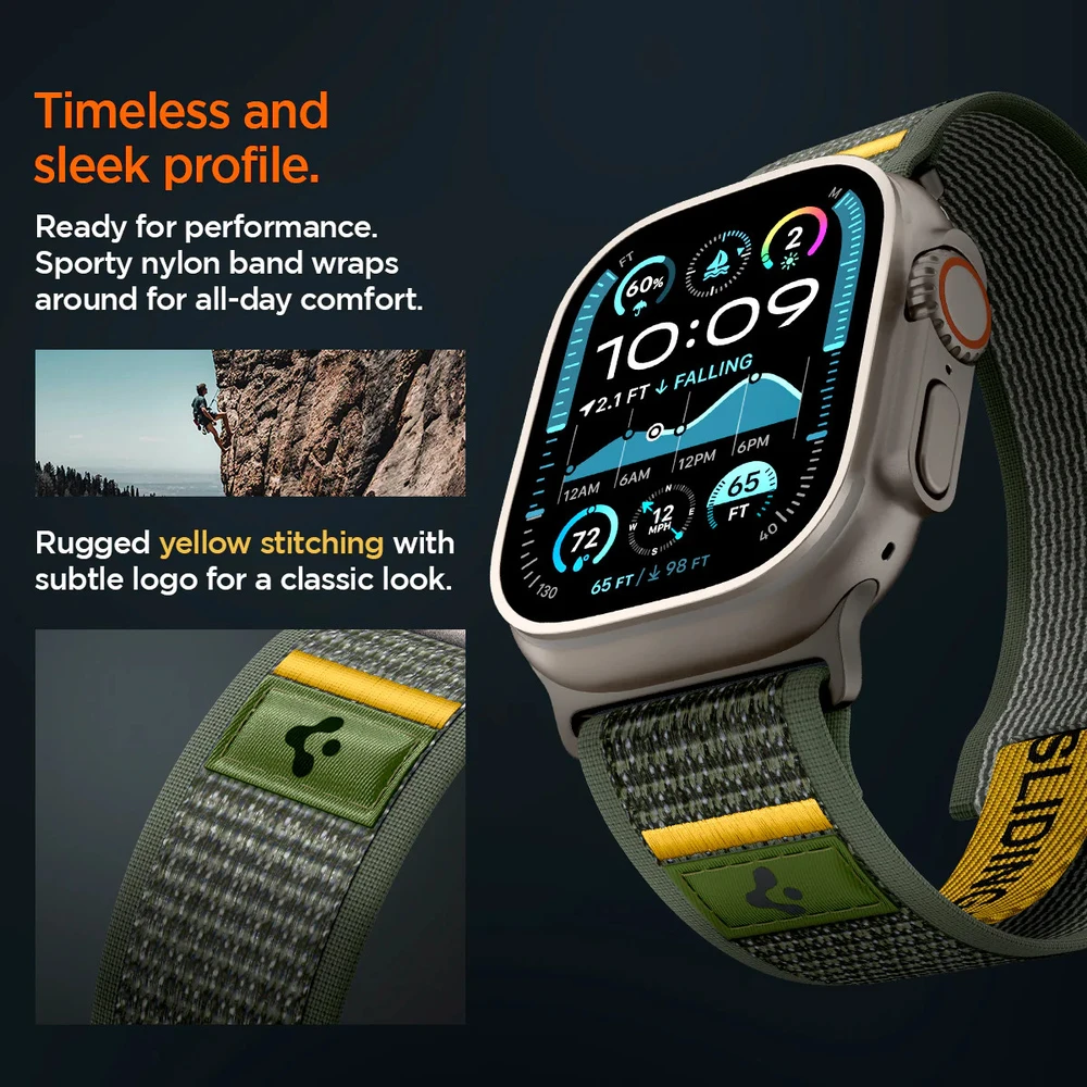 Žalia apyrankė Apple Watch 6 / 7 / 8 / 9 / 10 / SE / Ultra 1 / 2 ( 44 / 45 / 46 / 49 mm) laikrodžiui „Spigen Athlex Air”