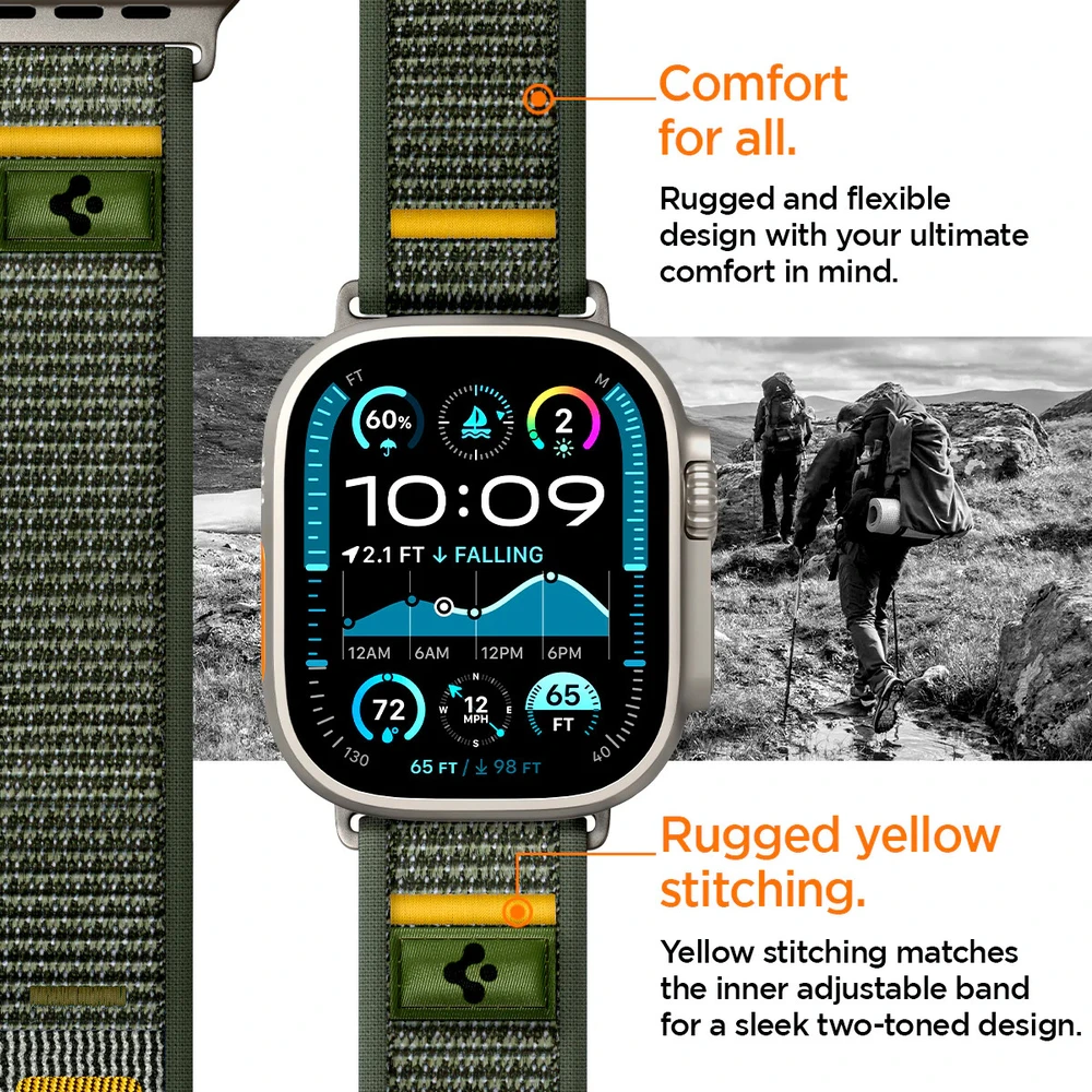 Žalia apyrankė Apple Watch 6 / 7 / 8 / 9 / 10 / SE / Ultra 1 / 2 ( 44 / 45 / 46 / 49 mm) laikrodžiui „Spigen Athlex Air”