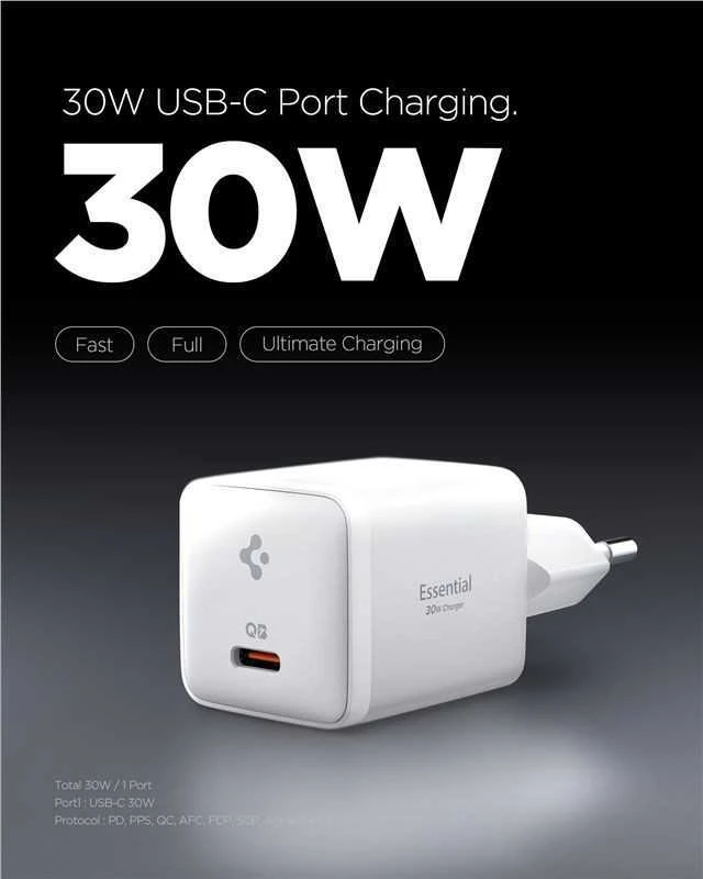 Įkroviklis Spigen Essential 30W Wall Charger EE301EU, all baltas