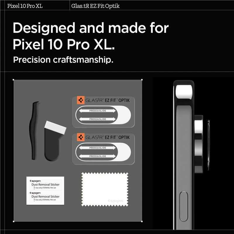 „SPIGEN OPTIK GLAS.TR“ KAMEROS APSAUGINIAI DĖKLAI, 2 VNT., „GOOGLE PIXEL 10 PRO XL“, SKAIDRŪS