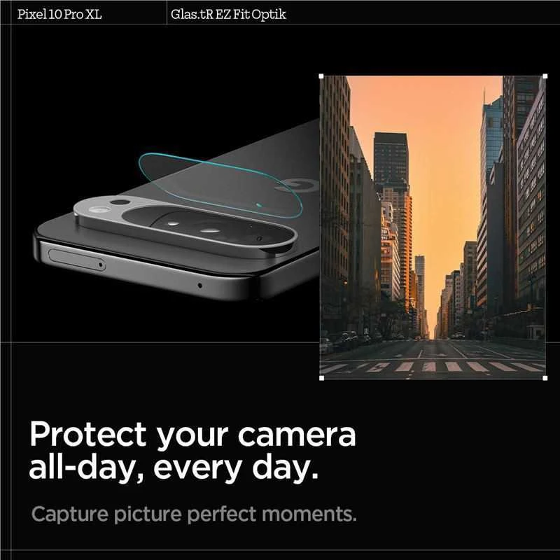 „SPIGEN OPTIK GLAS.TR“ KAMEROS APSAUGINIAI DĖKLAI, 2 VNT., „GOOGLE PIXEL 10 PRO XL“, SKAIDRŪS