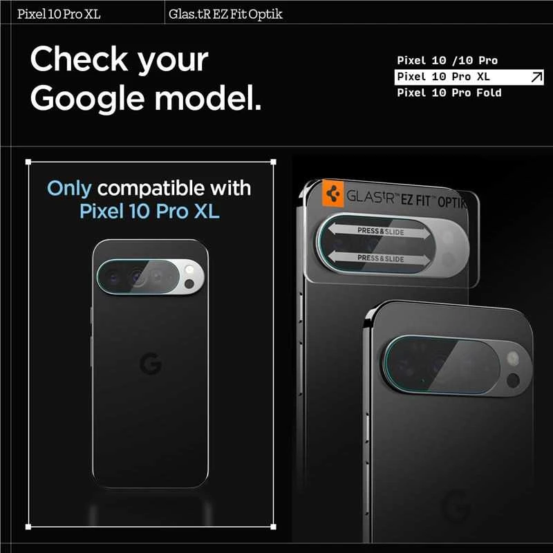 „SPIGEN OPTIK GLAS.TR“ KAMEROS APSAUGINIAI DĖKLAI, 2 VNT., „GOOGLE PIXEL 10 PRO XL“, SKAIDRŪS