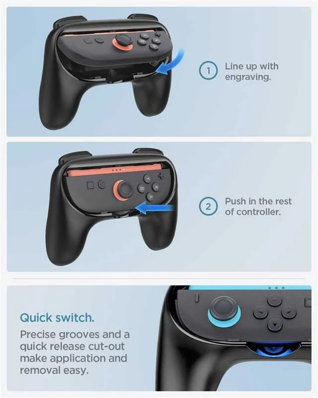 Dėklas Spigen Joy-Con Grip NS100, juodas - Nintendo Switch 2
