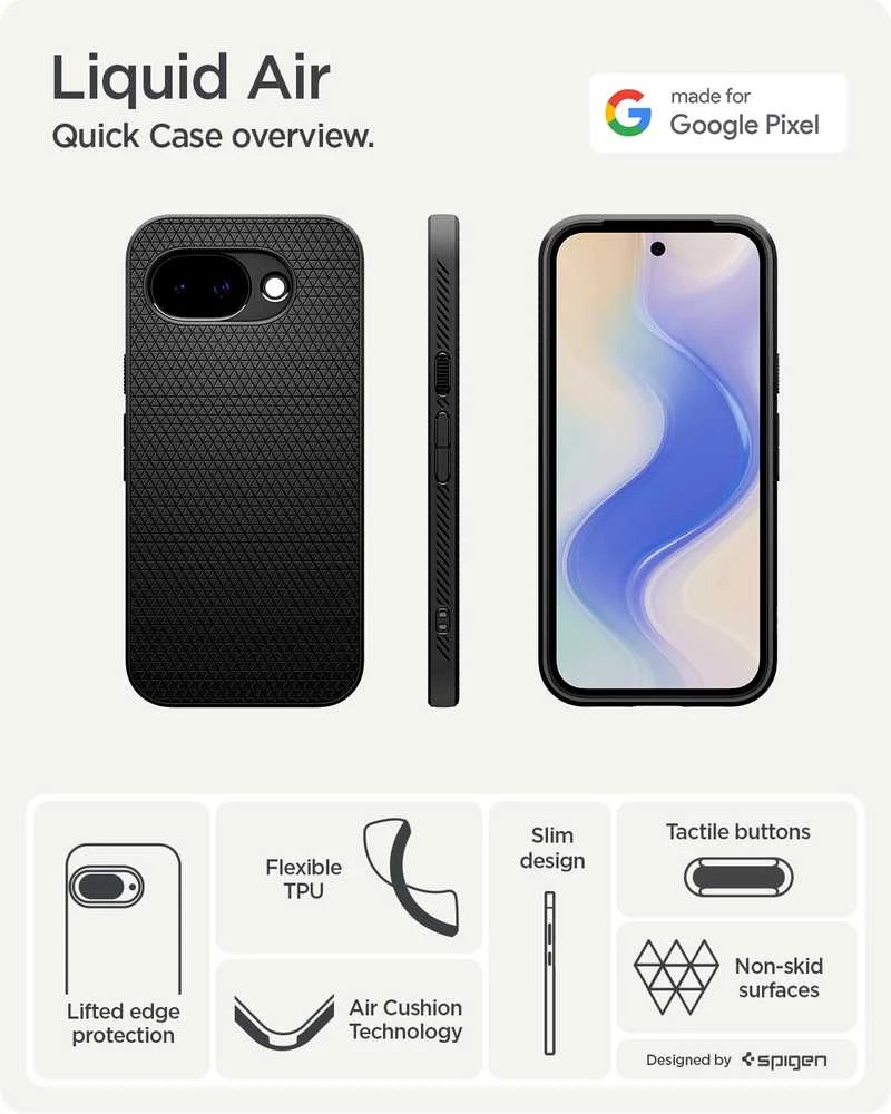 Spigen Liquid Air dėklas Google Pixel 10A Matte juodos spalvos