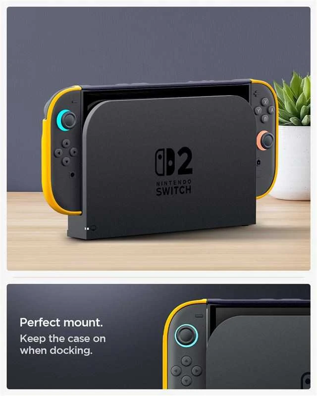 „Spigen Nano Pop“ dėklas, skirtas „Nintendo Switch 2“ – tamsiai mėlynas ir geltonas