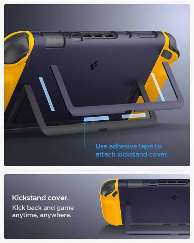„Spigen Nano Pop“ dėklas, skirtas „Nintendo Switch 2“ – tamsiai mėlynas ir geltonas