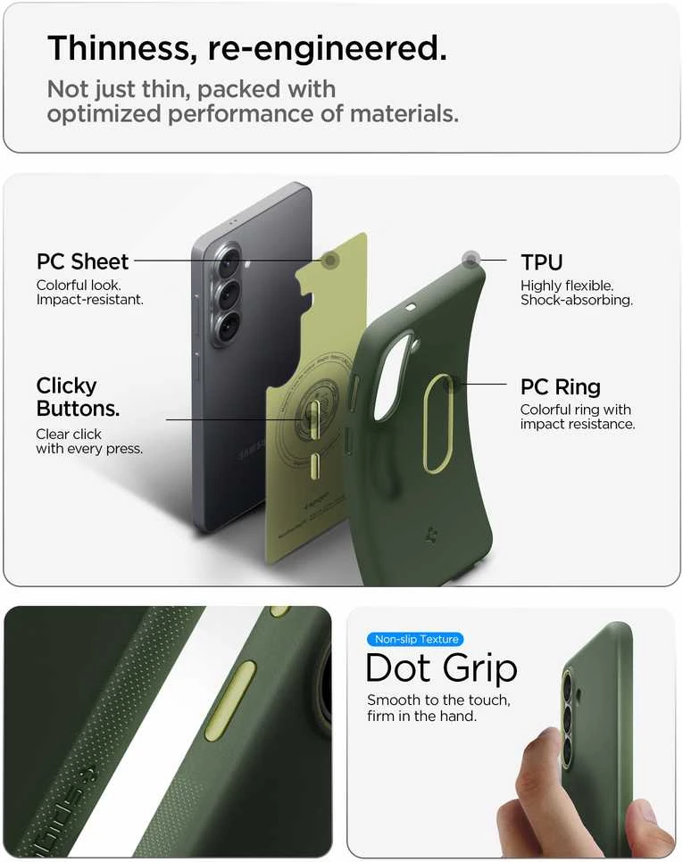 Spigen Nano Pop Mag MagSafe dėklas skirtas Samsung Galaxy S26 – žalios spalvos