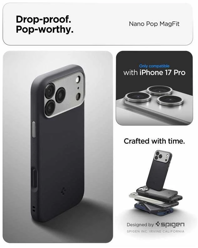 Spigen Nano Pop MagSafe dėklas skirtas Apple iPhone 17 Pro – juodos spalvos
