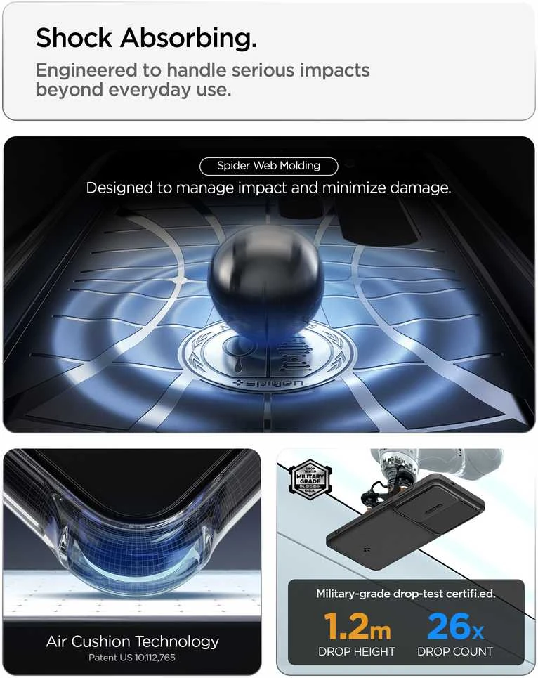 Spigen Optik Armor dėklas skirtas Samsung Galaxy S26 Ultra – juodos spalvos