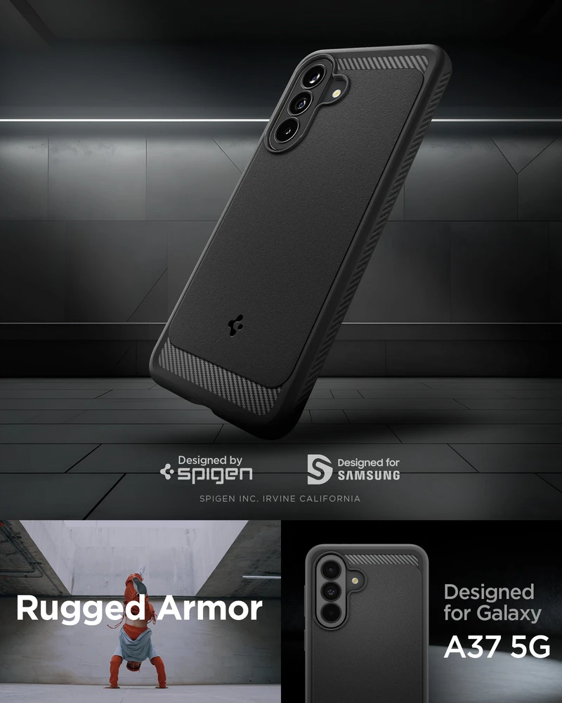Dėklas Spigen Rugged Armor Galaxy A37 5G matte juodas