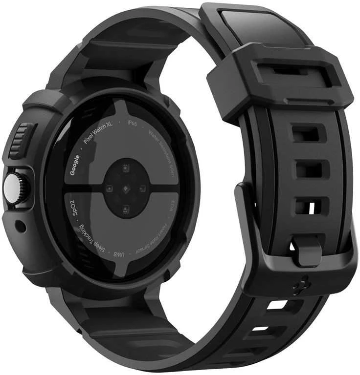 „Spigen Rugged Armor Pro + Stand“, matinis juodas - „Google Pixel Watch 4 45mm“