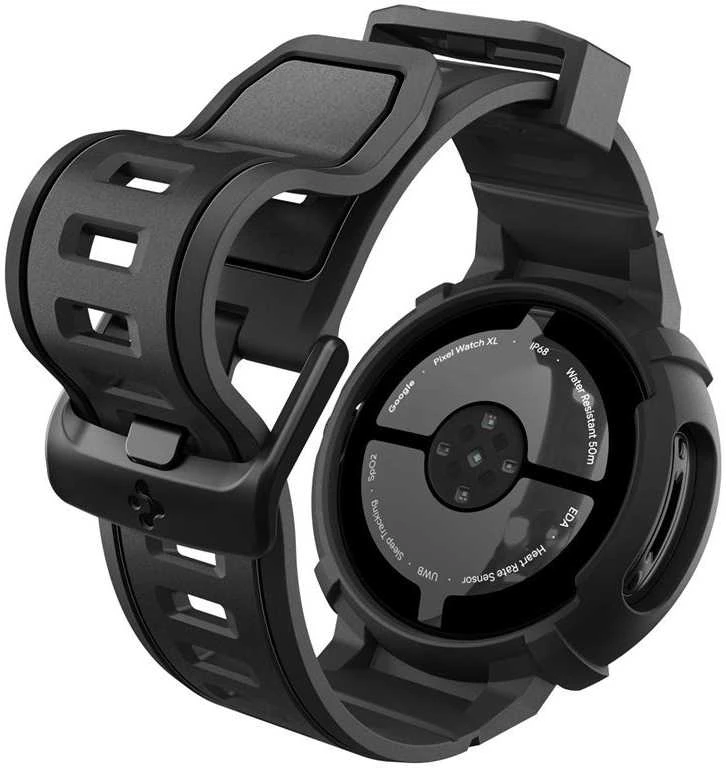 „Spigen Rugged Armor Pro + Stand“, matinis juodas - „Google Pixel Watch 4 45mm“