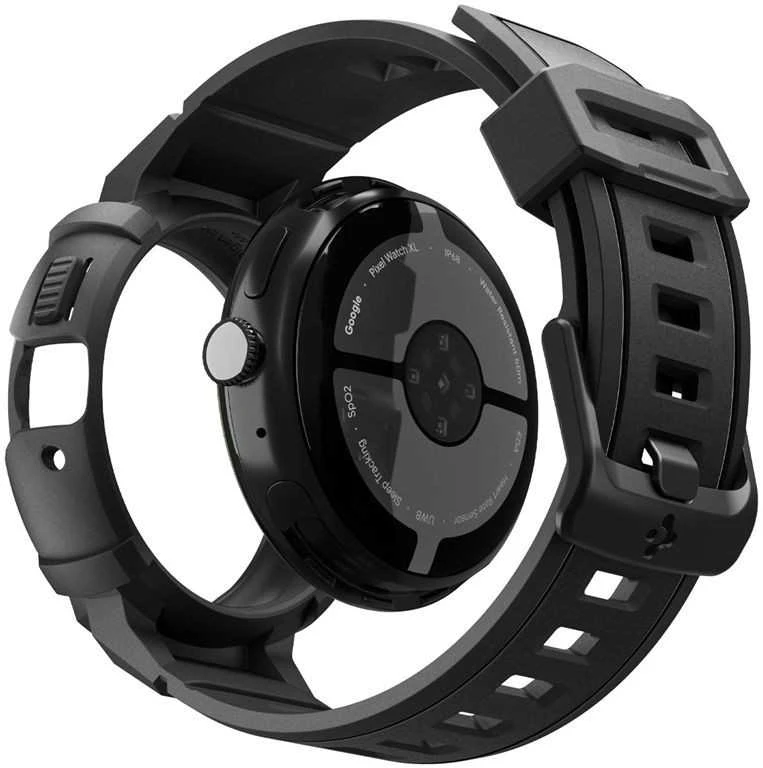 „Spigen Rugged Armor Pro + Stand“, matinis juodas - „Google Pixel Watch 4 45mm“
