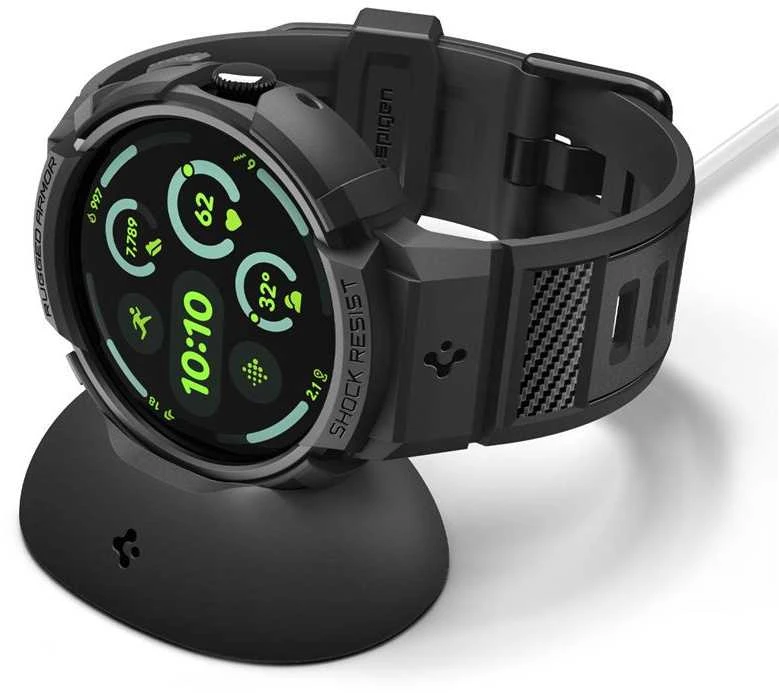 „Spigen Rugged Armor Pro + Stand“, matinis juodas - „Google Pixel Watch 4 45mm“