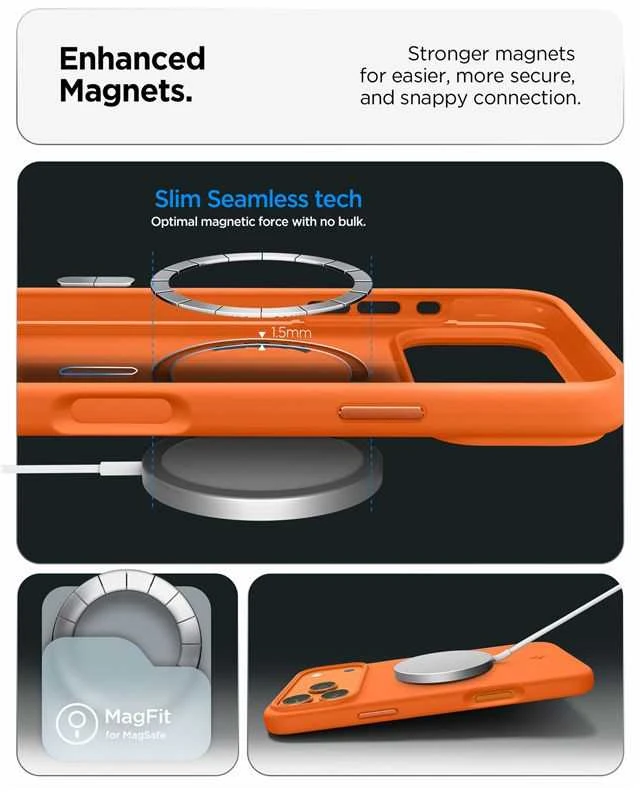 Spigen Silicone Fit Mag MagSafe dėklas, skirtas iPhone 17 Pro Max - Oranžinis