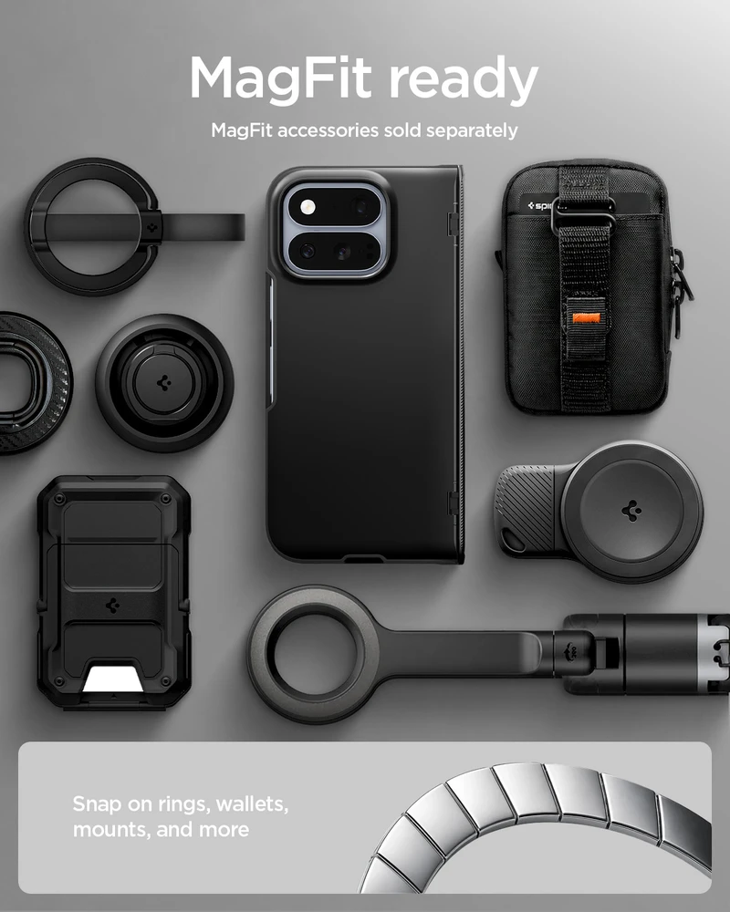 Dėklas Spigen Slim Armor Pro MagSafe, juodas – Google Pixel 11 Pro Fold
