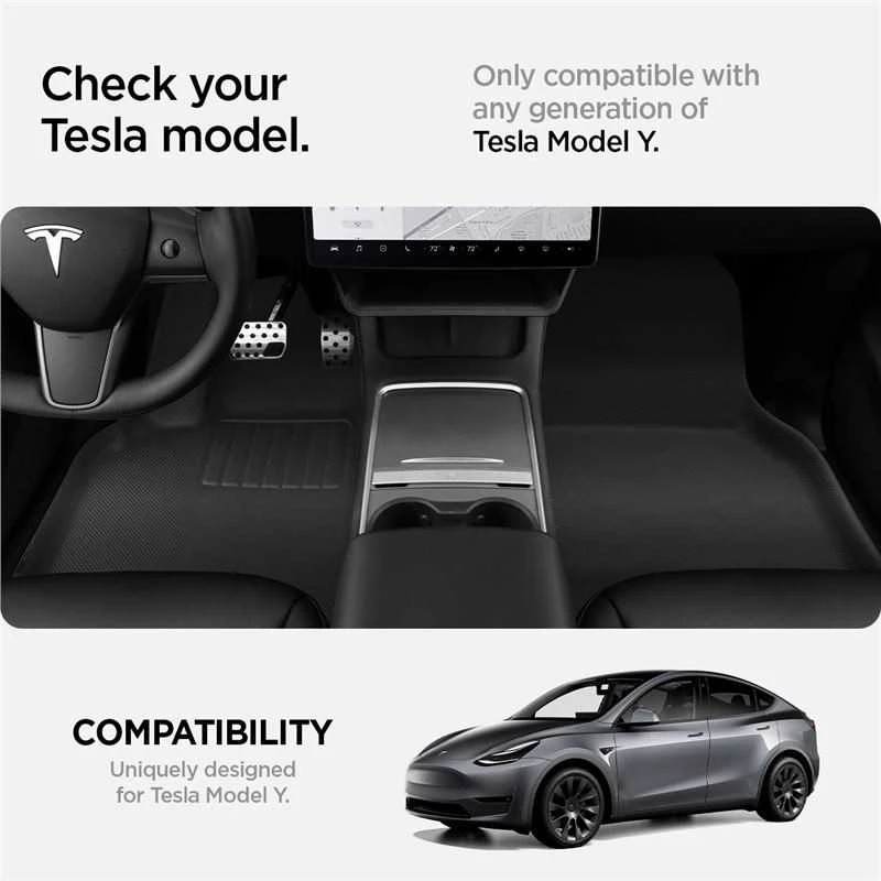 Spigen Tesla automobilio kilimėlis 1 ir 2 eilėms, juodas - Tesla Model Y
