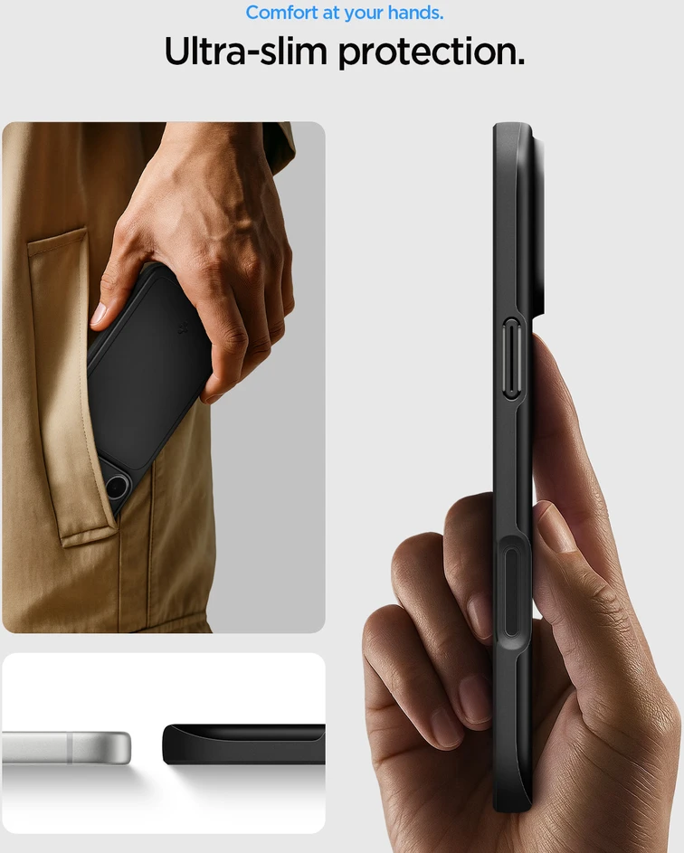 Dėklas Spigen Thin Fit MagSafe iPhone 17 Pro Max / 18 Pro Max juodos spalvos