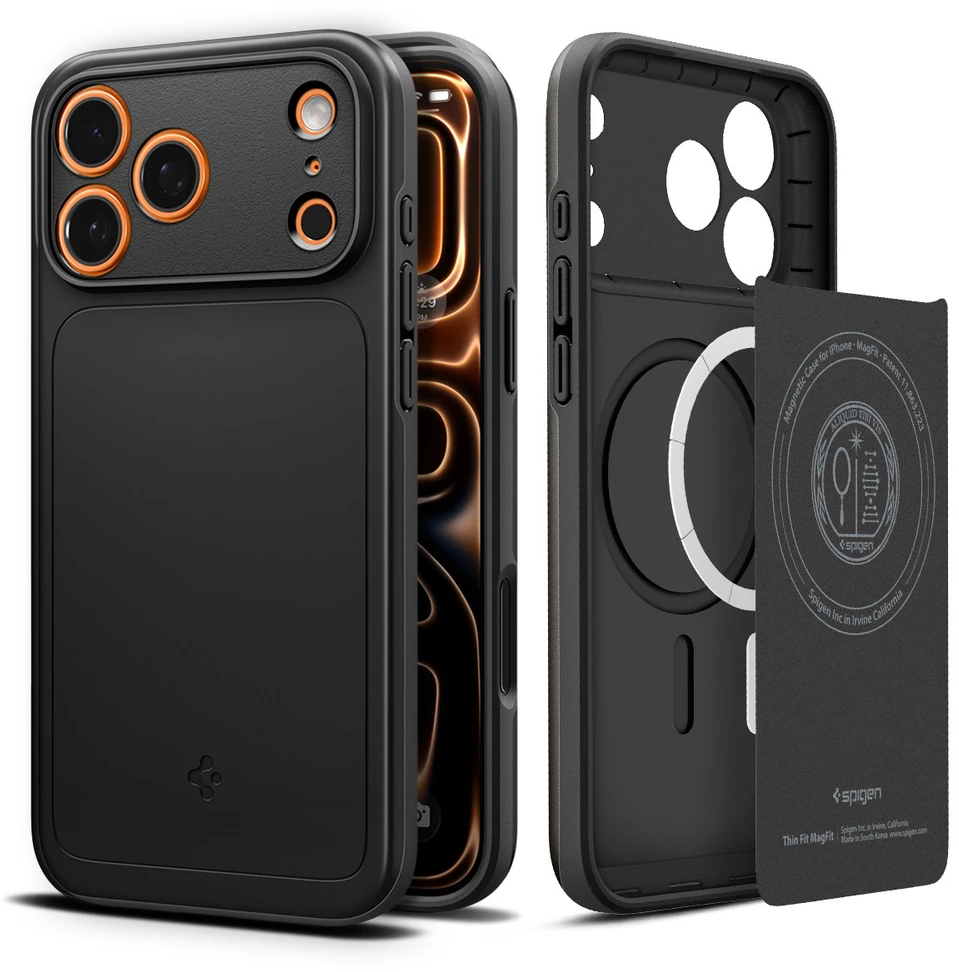 Dėklas Spigen Thin Fit MagSafe iPhone 17 Pro Max / 18 Pro Max juodos spalvos
