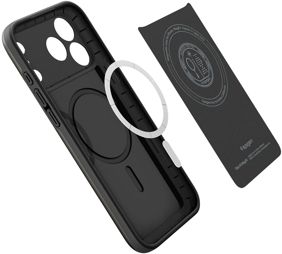 Dėklas Spigen Thin Fit MagSafe iPhone 17 Pro Max / 18 Pro Max juodos spalvos