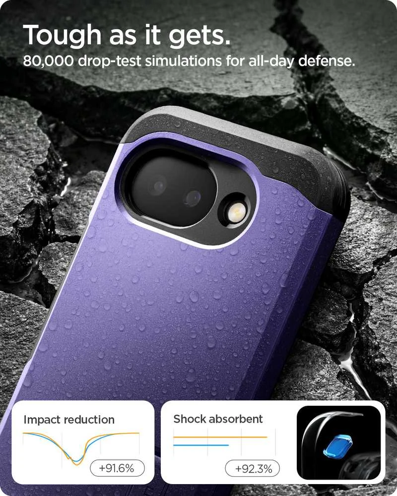 Dėklas Spigen „Tough Armor MagSafe“, pelenų violetinis – „Google Pixel 10a“