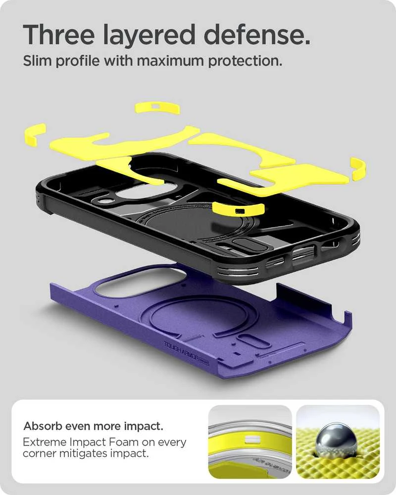 Dėklas Spigen „Tough Armor MagSafe“, pelenų violetinis – „Google Pixel 10a“