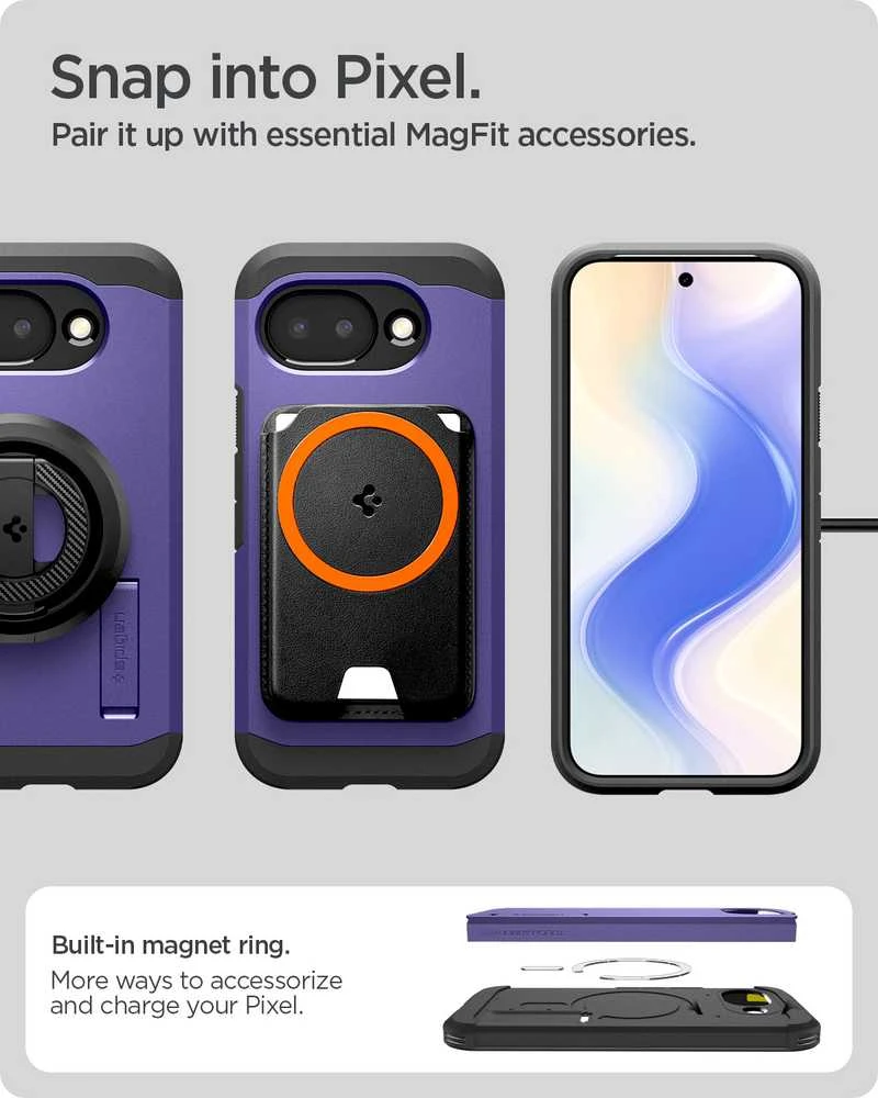 Dėklas Spigen „Tough Armor MagSafe“, pelenų violetinis – „Google Pixel 10a“