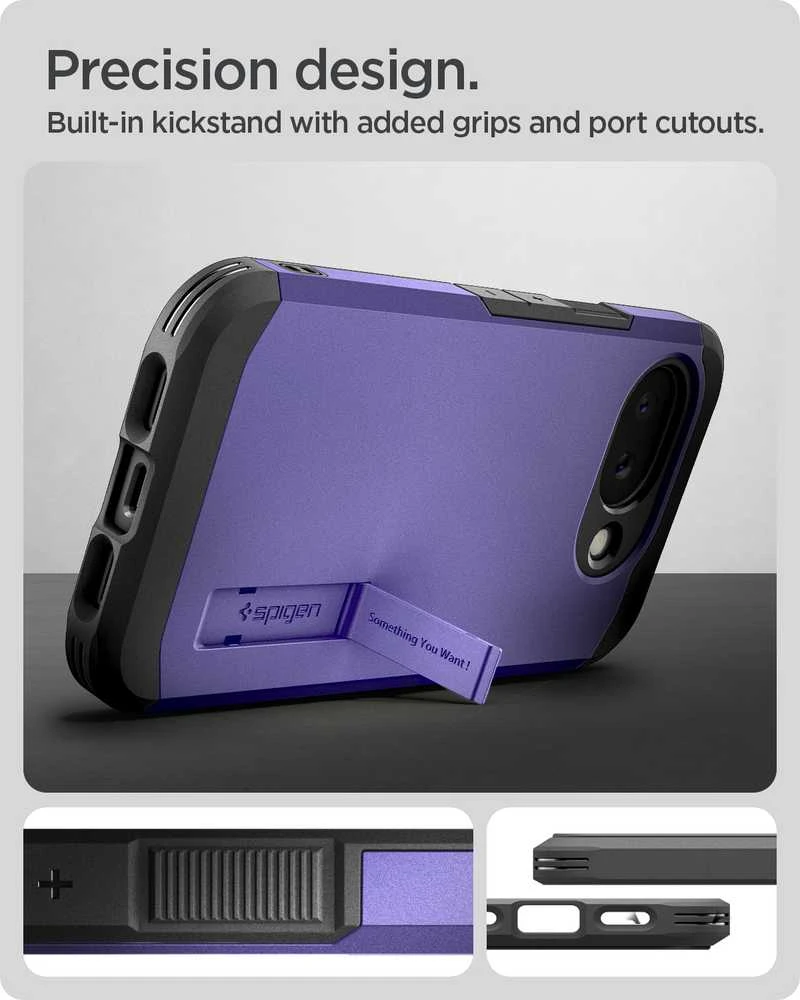 Dėklas Spigen „Tough Armor MagSafe“, pelenų violetinis – „Google Pixel 10a“