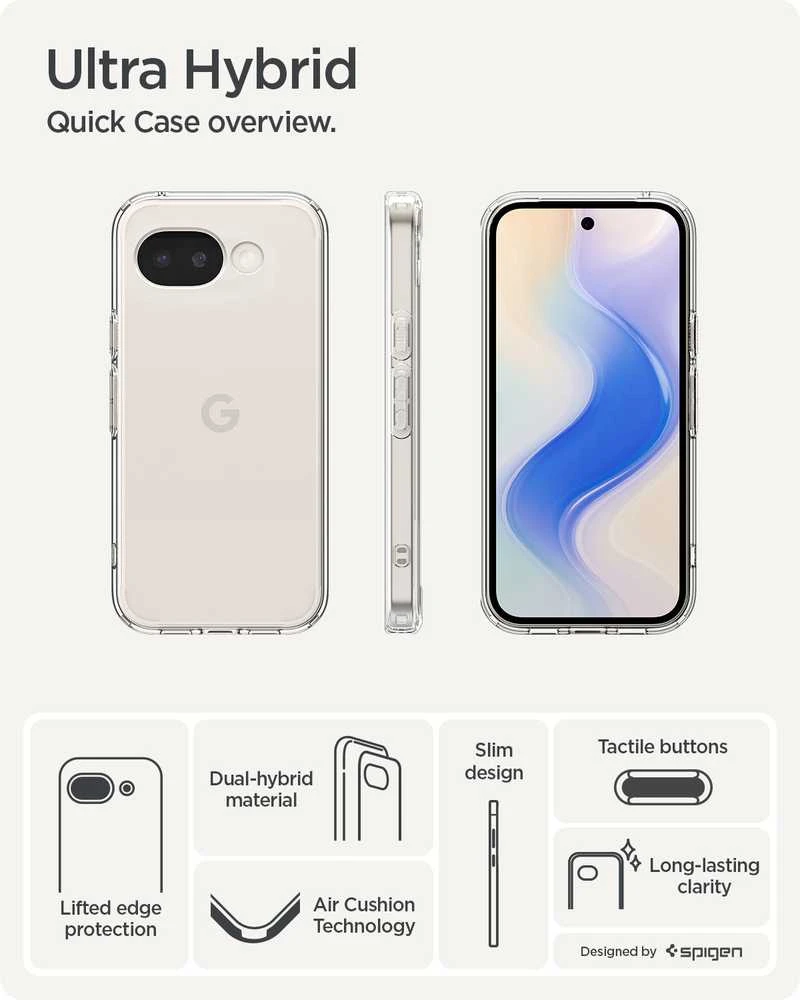 Dėklas „Spigen Ultra Hybrid“ „Google Pixel 10A“ – krištolo skaidrumo