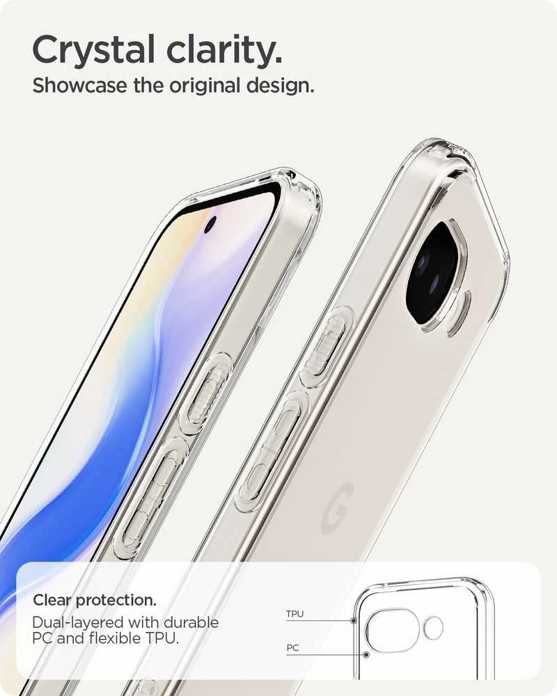 Dėklas „Spigen Ultra Hybrid“ „Google Pixel 10A“ – krištolo skaidrumo